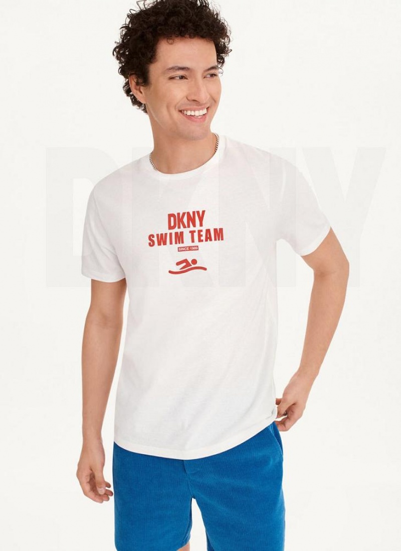 White Men\'s DKNY Swim Team T Shirts | Australia-D0475