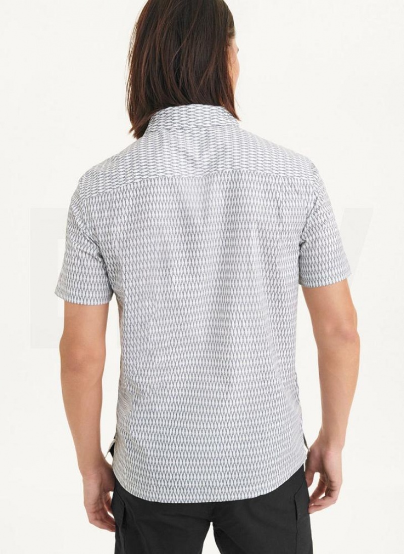 White Men's DKNY Textured Diamond Shirts | Australia-D0762