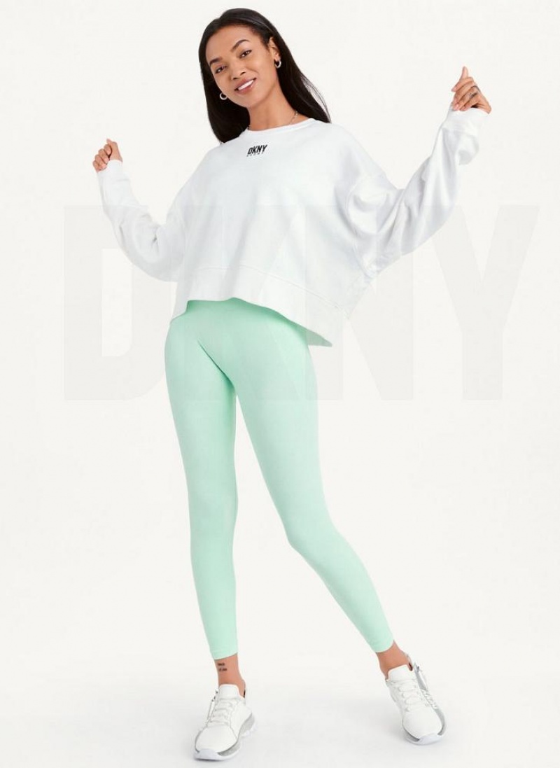 White Women's DKNY Balance Oversized Crewneck Pullover Sweatshirts | Australia-D0970