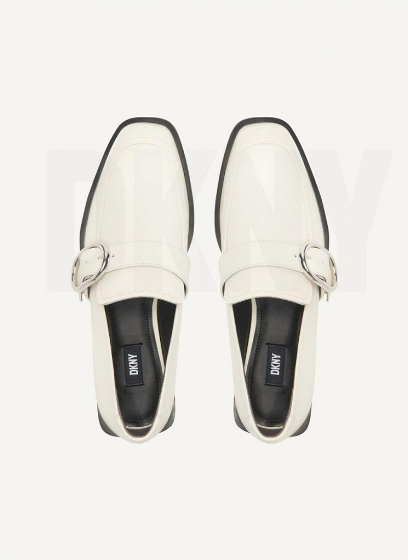 White Women's DKNY Buckle Loafers | Australia-D1523