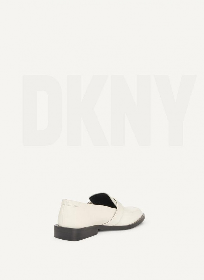White Women's DKNY Buckle Loafers | Australia-D1523