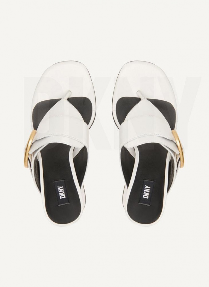 White Women's DKNY Buckled Heels | Australia-D1405