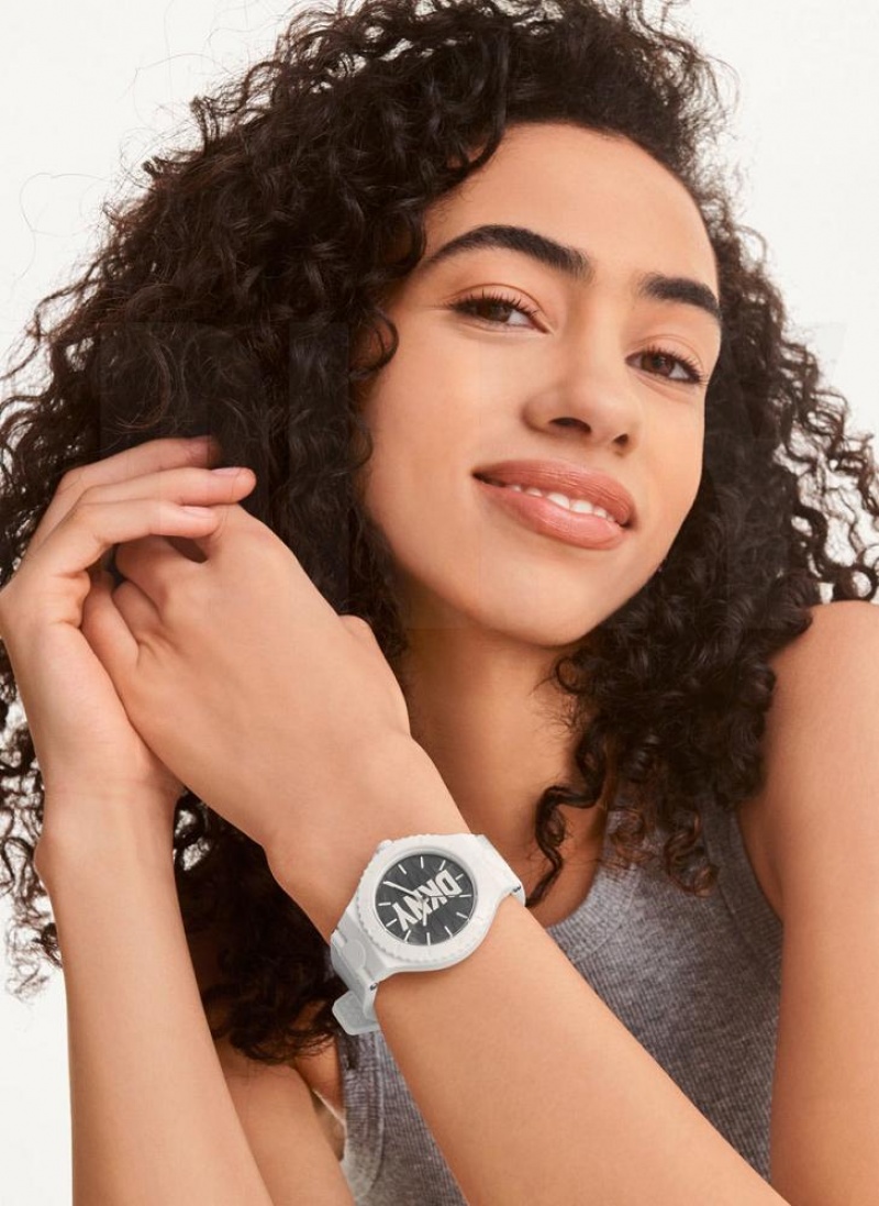 White Women's DKNY Chambers Silicone Watches | Australia-D0380