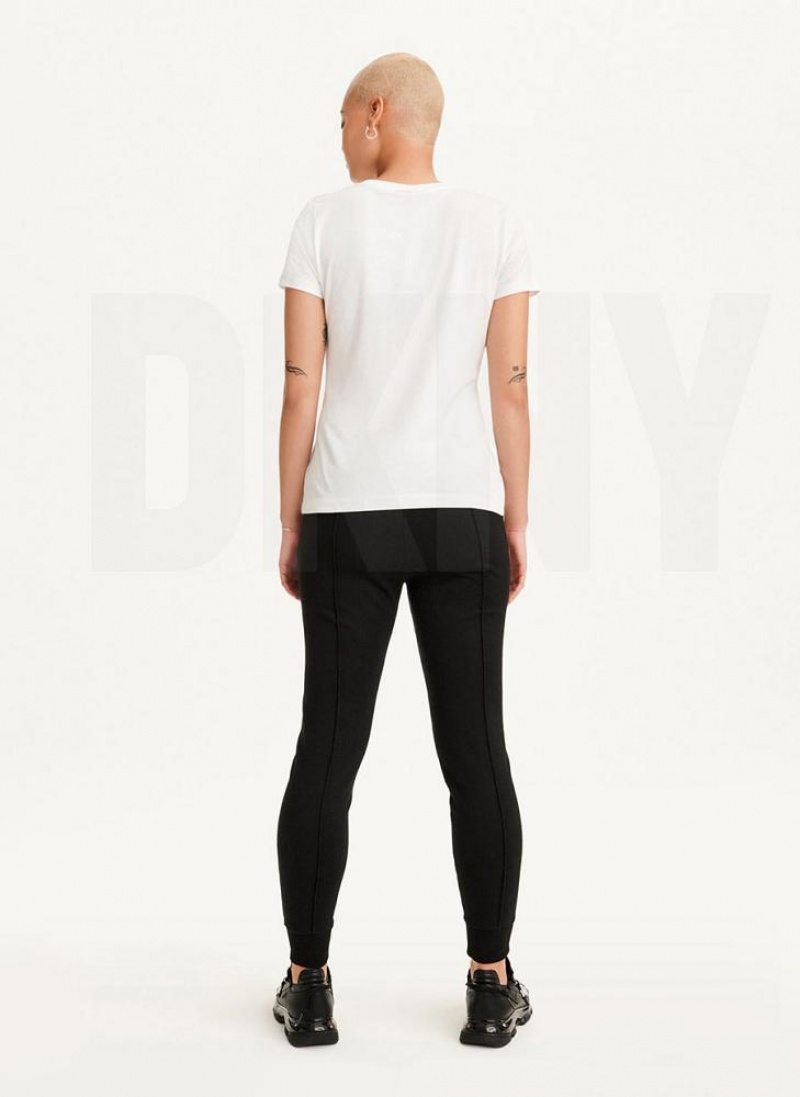 White Women's DKNY Coated Box Logo T Shirts | Australia-D0432