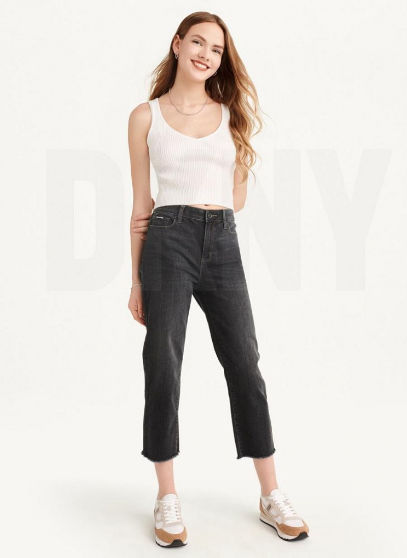 White Women's DKNY Cropped Tank Tops | Australia-D0381