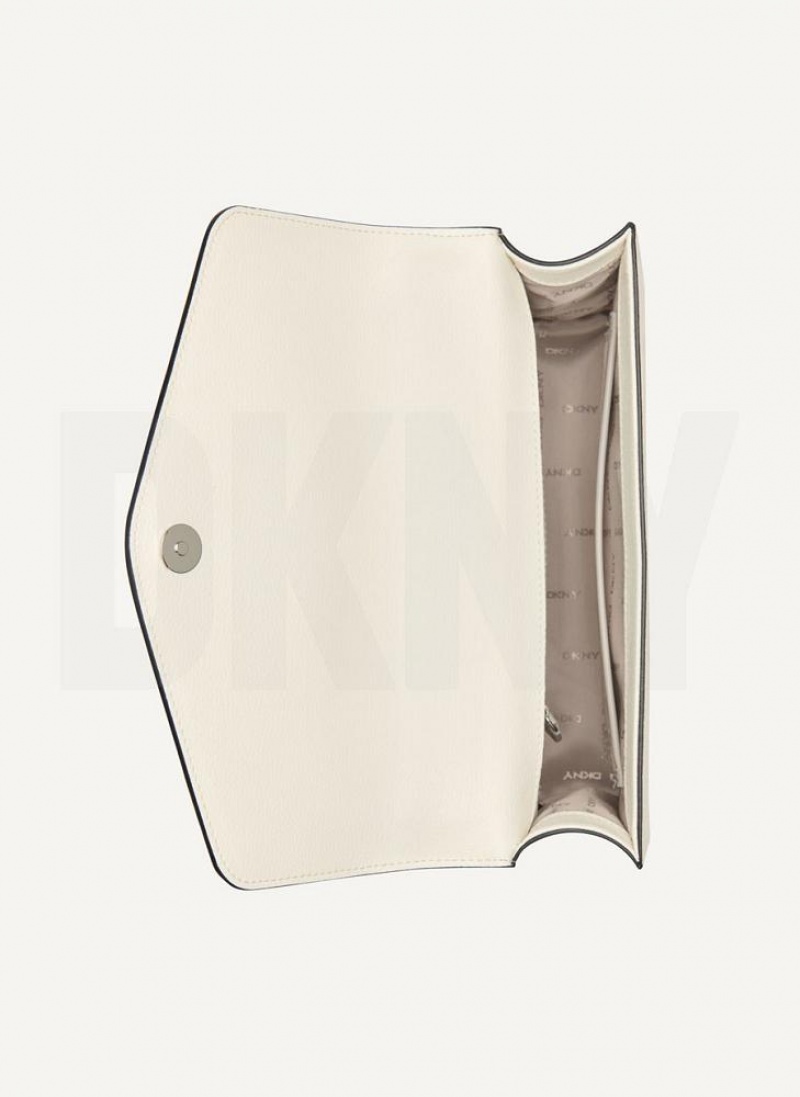 White Women's DKNY Elissa Large Flap Shoulder Bags | Australia-D1393