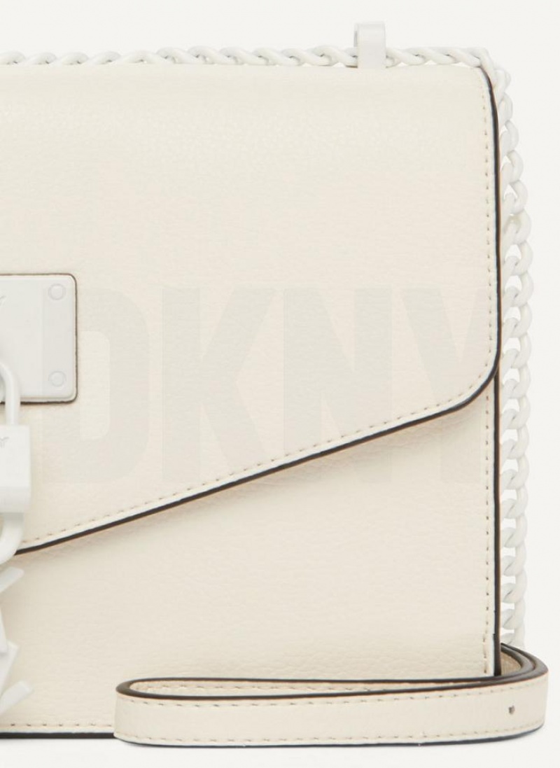 White Women's DKNY Elissa Large Flap Shoulder Bags | Australia-D1393