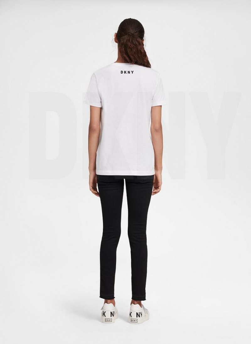 White Women's DKNY Essential T Shirts | Australia-D1351