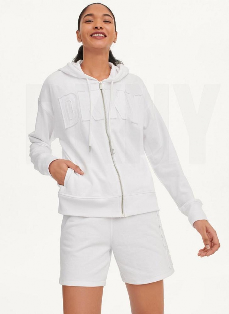 White Women\'s DKNY Exploded Applique Logo Hoodies | Australia-D0795