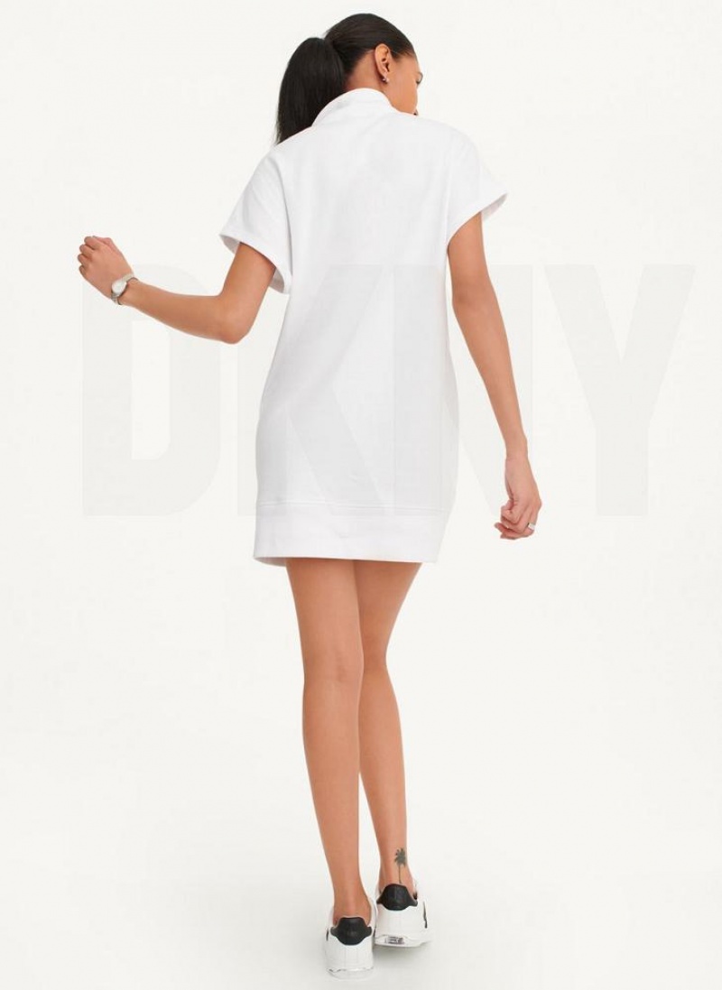 White Women's DKNY Exploded Applique Logo Sneaker Dresses | Australia-D1352