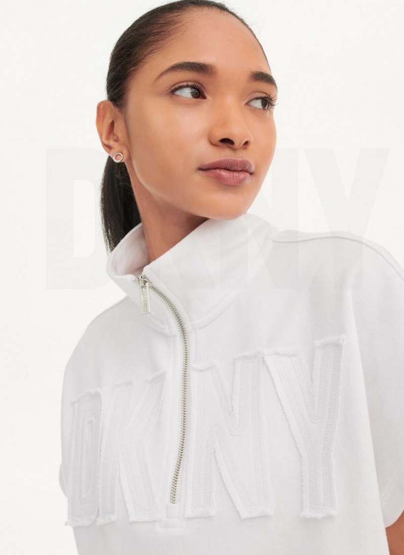 White Women's DKNY Exploded Applique Logo Sneaker Dresses | Australia-D1352
