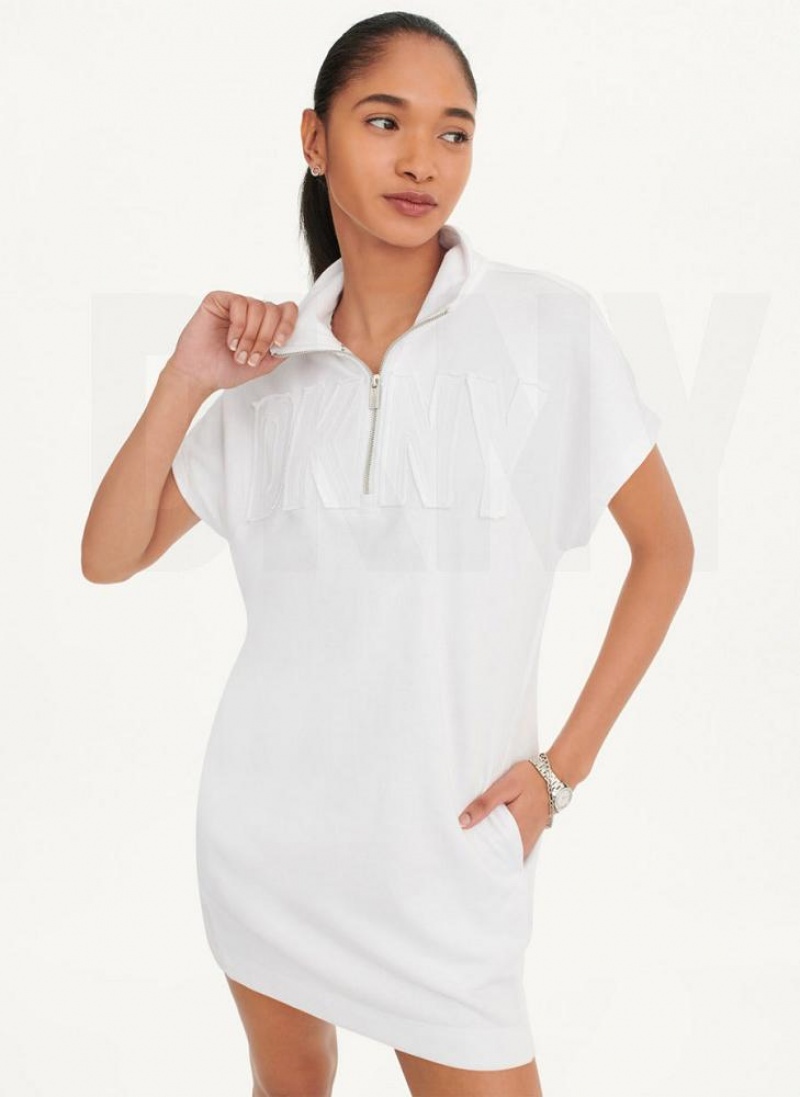 White Women\'s DKNY Exploded Applique Logo Sneaker Dresses | Australia-D1352