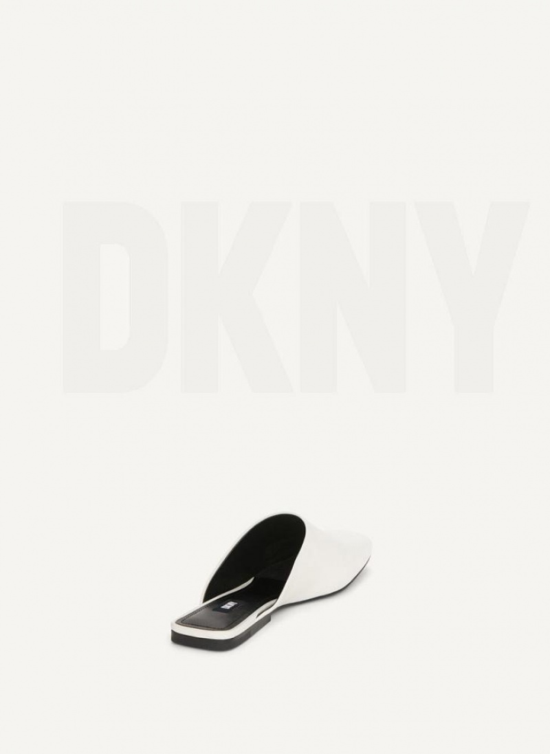 White Women's DKNY Flat Slides | Australia-D1761