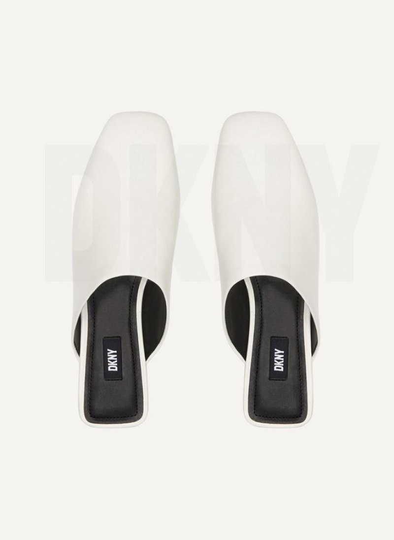 White Women's DKNY Flat Slides | Australia-D1761