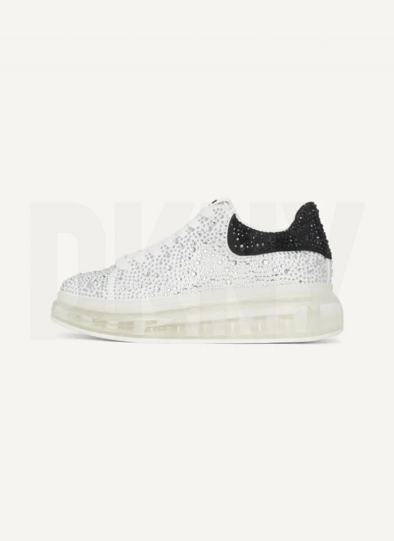 White Women\'s DKNY Kandas Lace up Sneakers | Australia-D1756