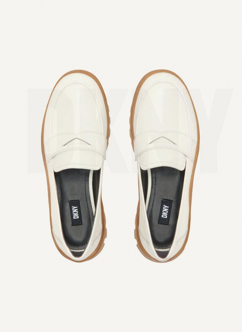 White Women's DKNY Lug Sole Loafers | Australia-D1658