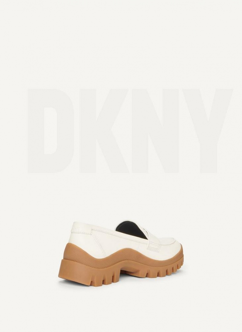 White Women's DKNY Lug Sole Loafers | Australia-D1658