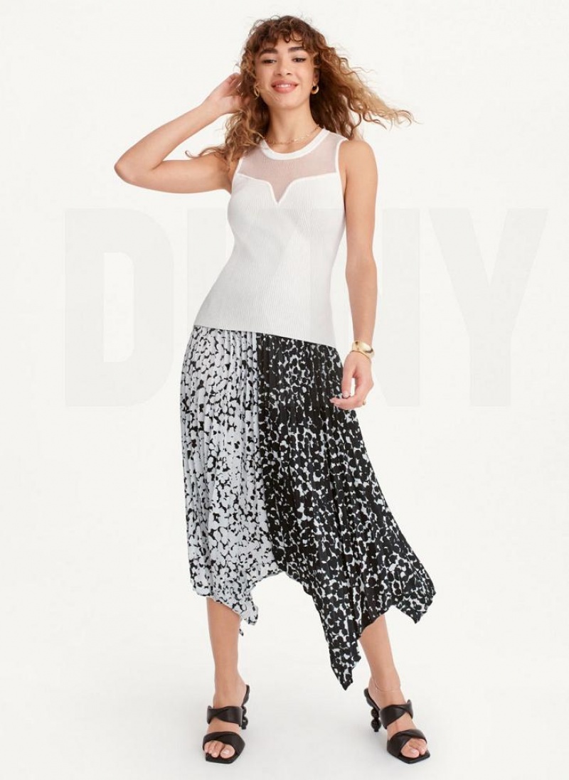 White Women's DKNY Mesh Yoke Sweet Heart Sweaters | Australia-D0469