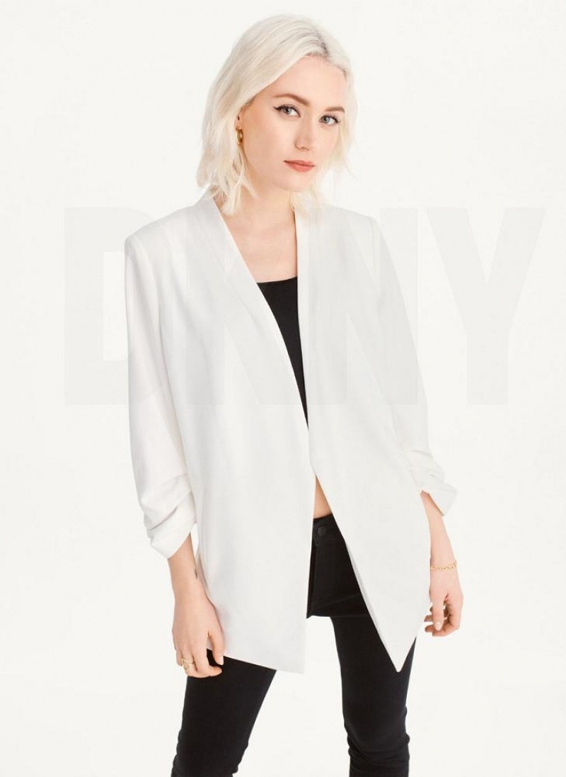 White Women's DKNY Open Front Blazers | Australia-D0585