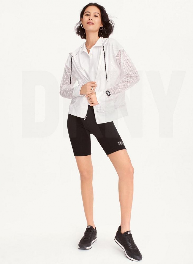 White Women's DKNY Ozone Mesh Relaxed Full Zip Jackets | Australia-D1457