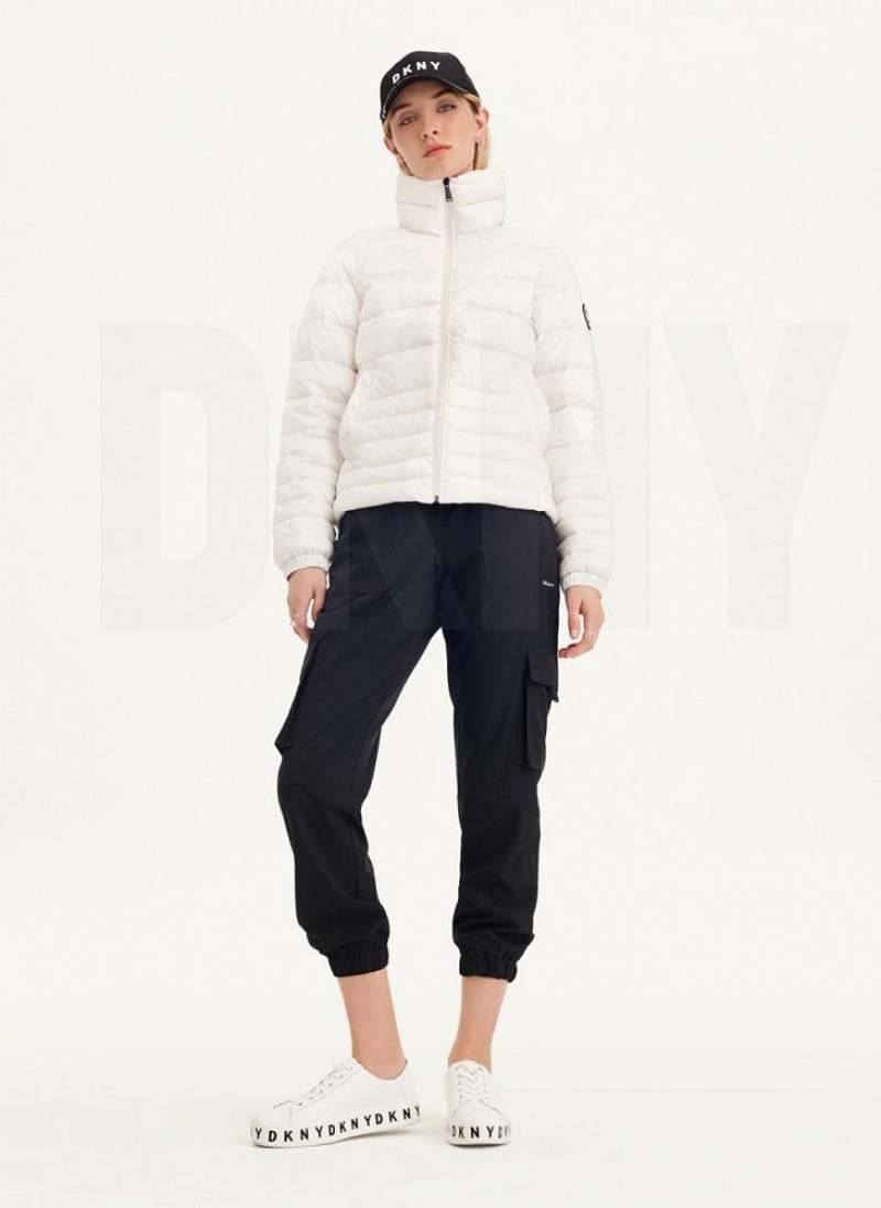 White Women's DKNY Packable With Bag Puffer Jacket | Australia-D1844