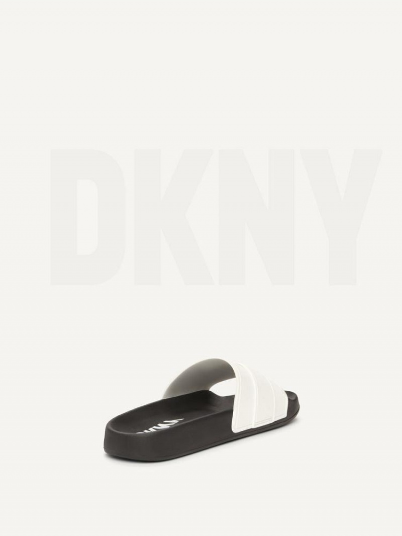 White Women's DKNY Pool Slides | Australia-D1581