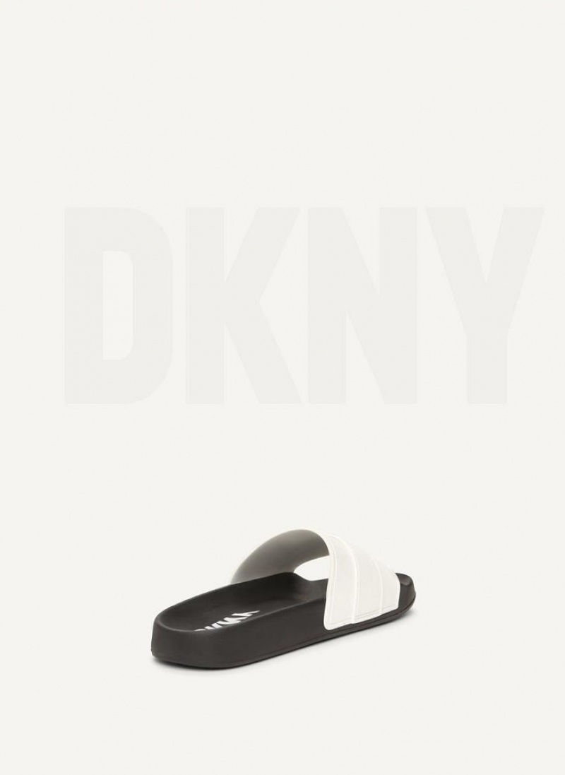 White Women's DKNY Pool Slides | Australia-D1581
