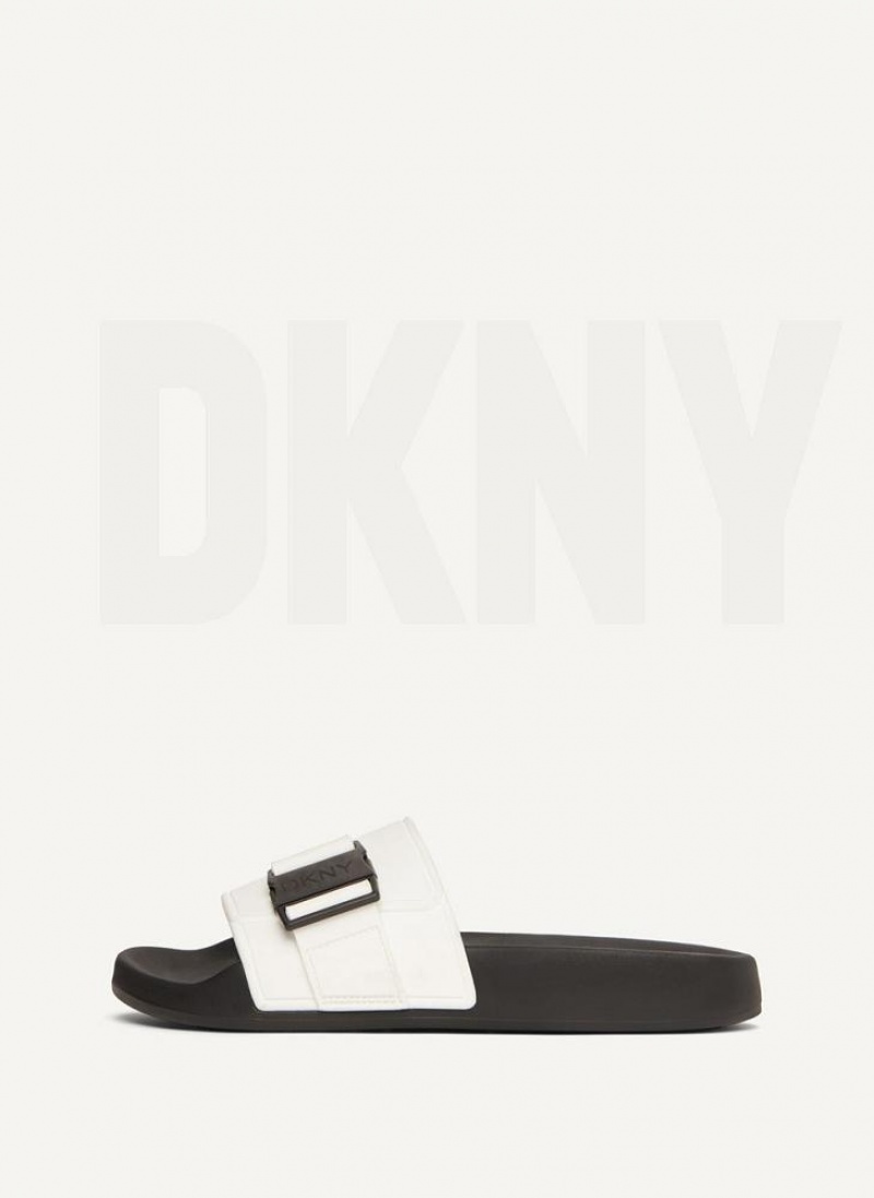 White Women\'s DKNY Pool Slides | Australia-D1581