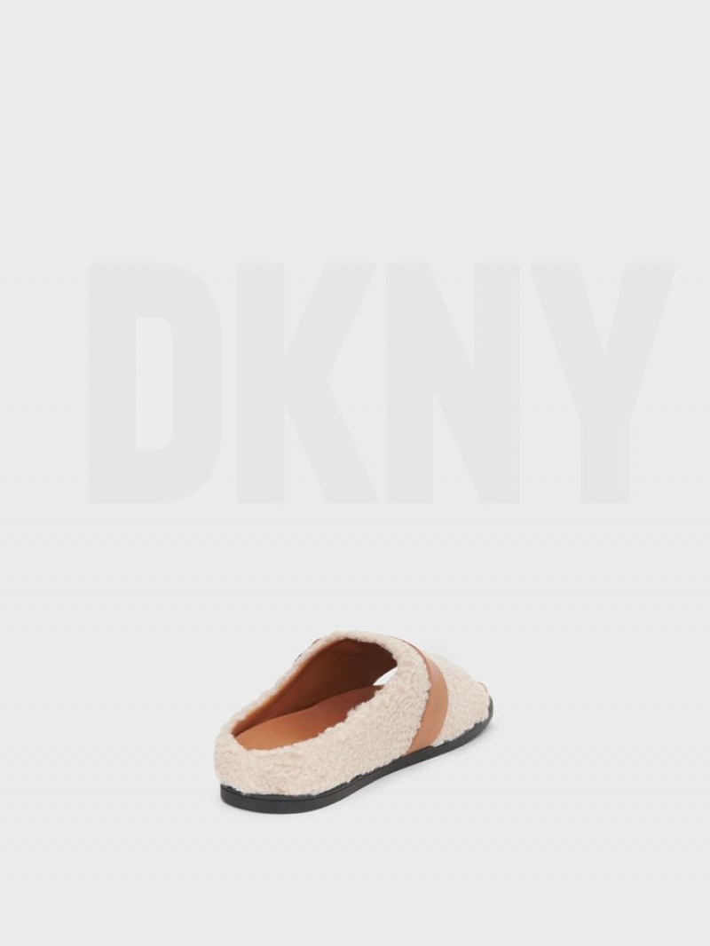 White Women's DKNY Sherpa Slipper Slides | Australia-D0288