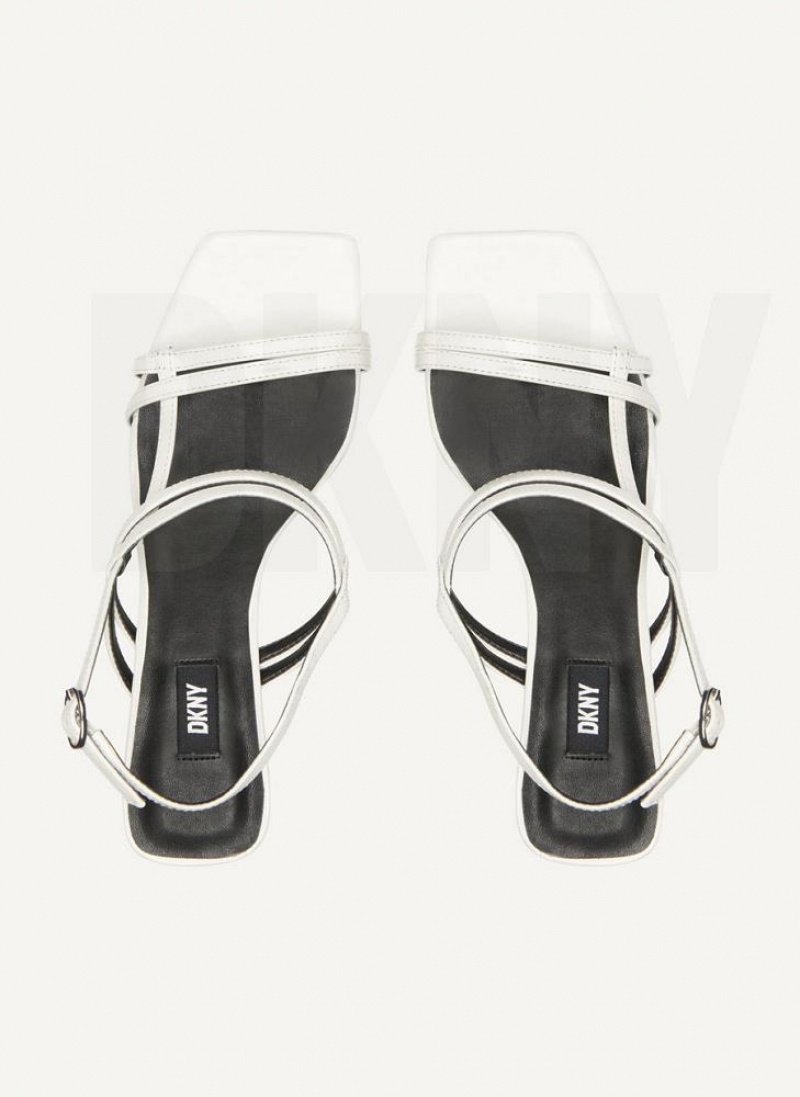 White Women's DKNY Strappy Heel Sandals | Australia-D1729