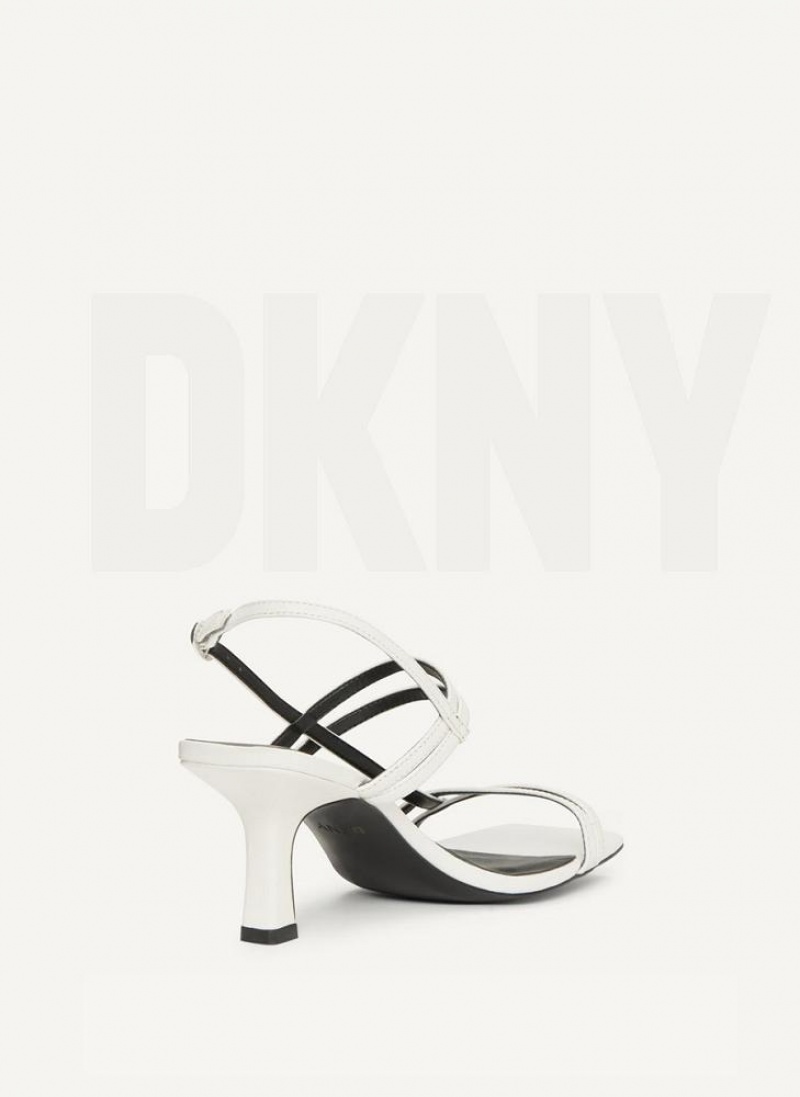 White Women's DKNY Strappy Heel Sandals | Australia-D1729