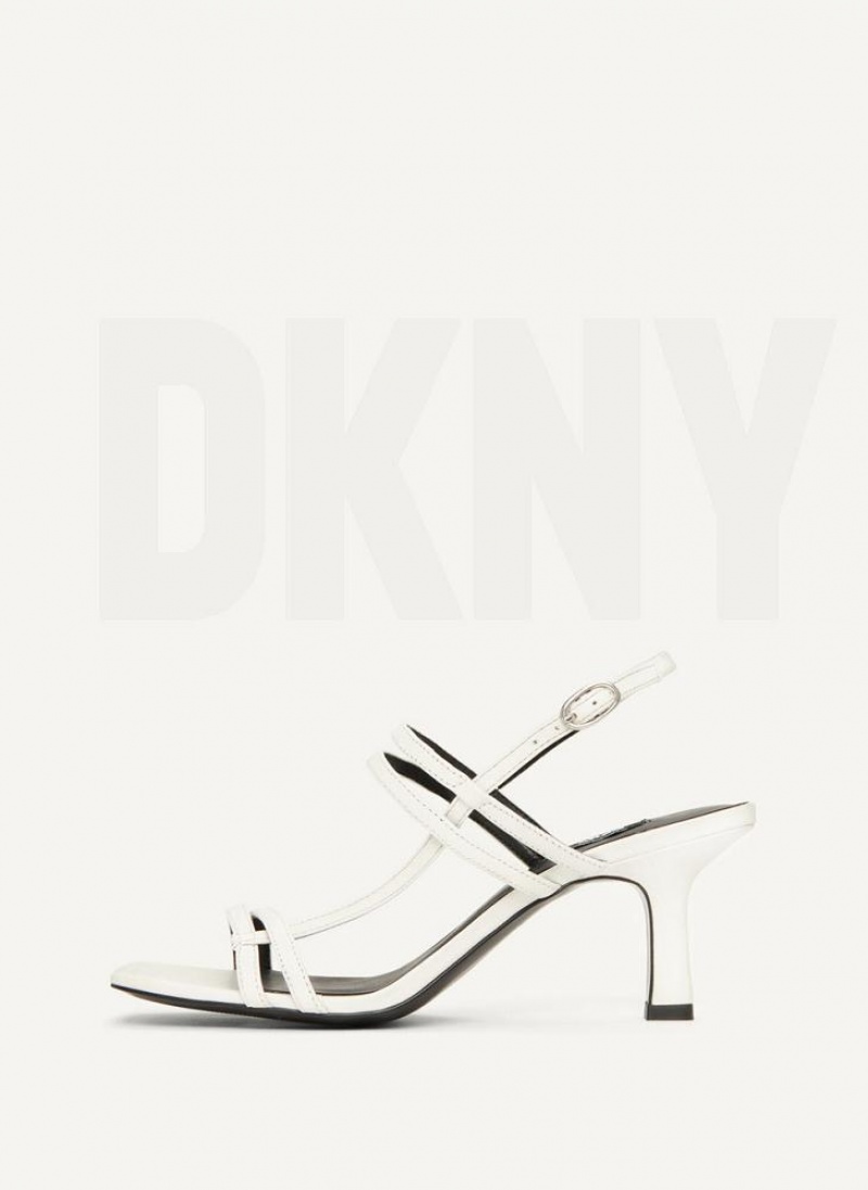 White Women\'s DKNY Strappy Heel Sandals | Australia-D1729