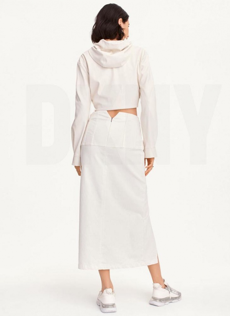 White Women's DKNY Terry Denim Skirts | Australia-D0915