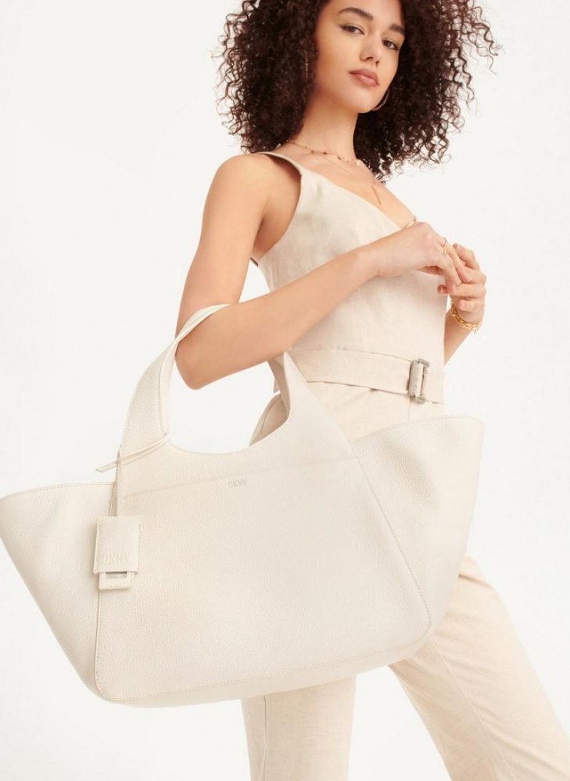 White Women's DKNY The Large Effortless Tote Bags | Australia-D1425