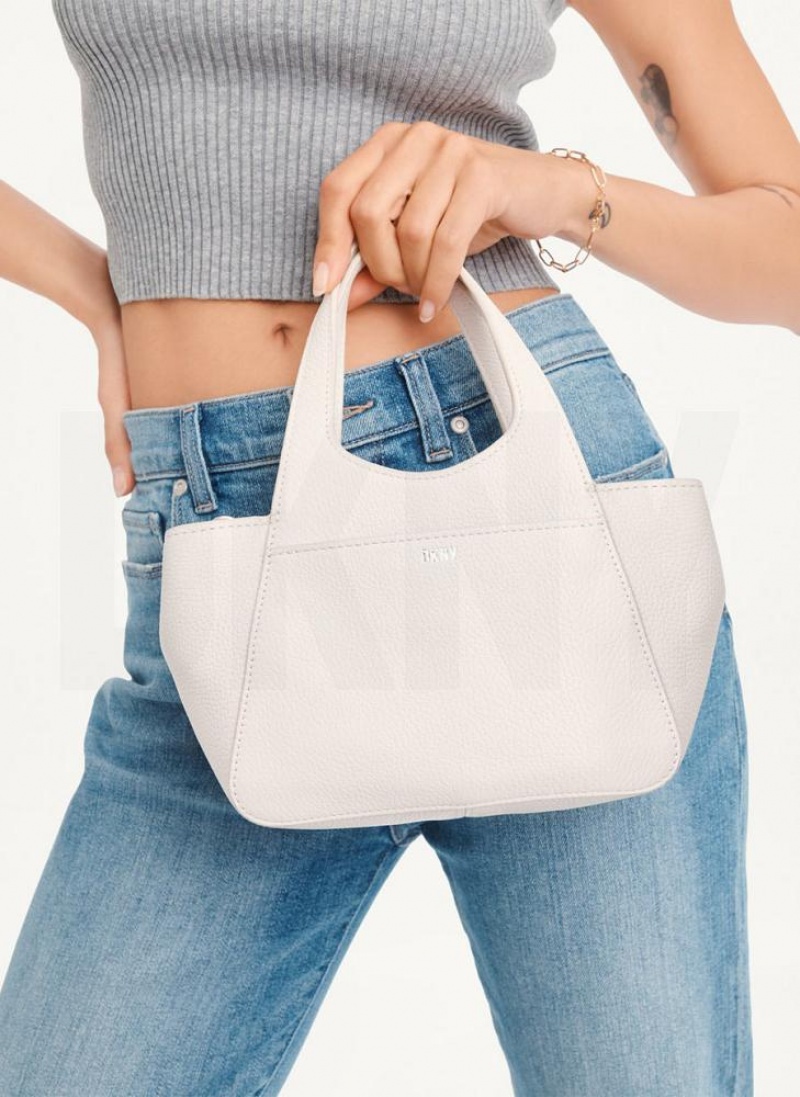 White Women's DKNY The Mini Effortless Tote Crossbody Bags | Australia-D1452