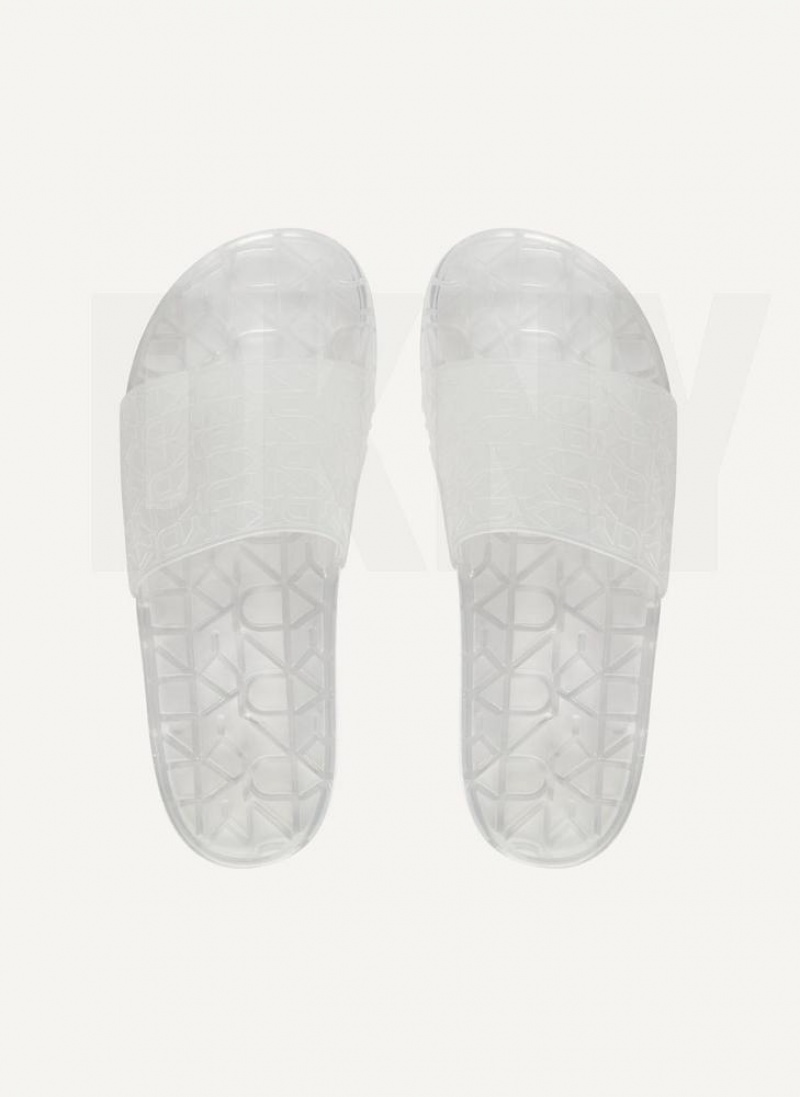 White Women's DKNY Tinzli Jelly Slides | Australia-D1371