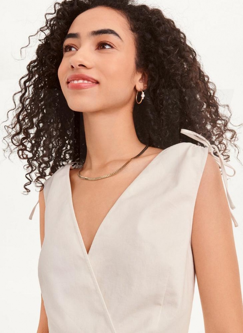 White Women's DKNY V-Neck Dresses | Australia-D0180