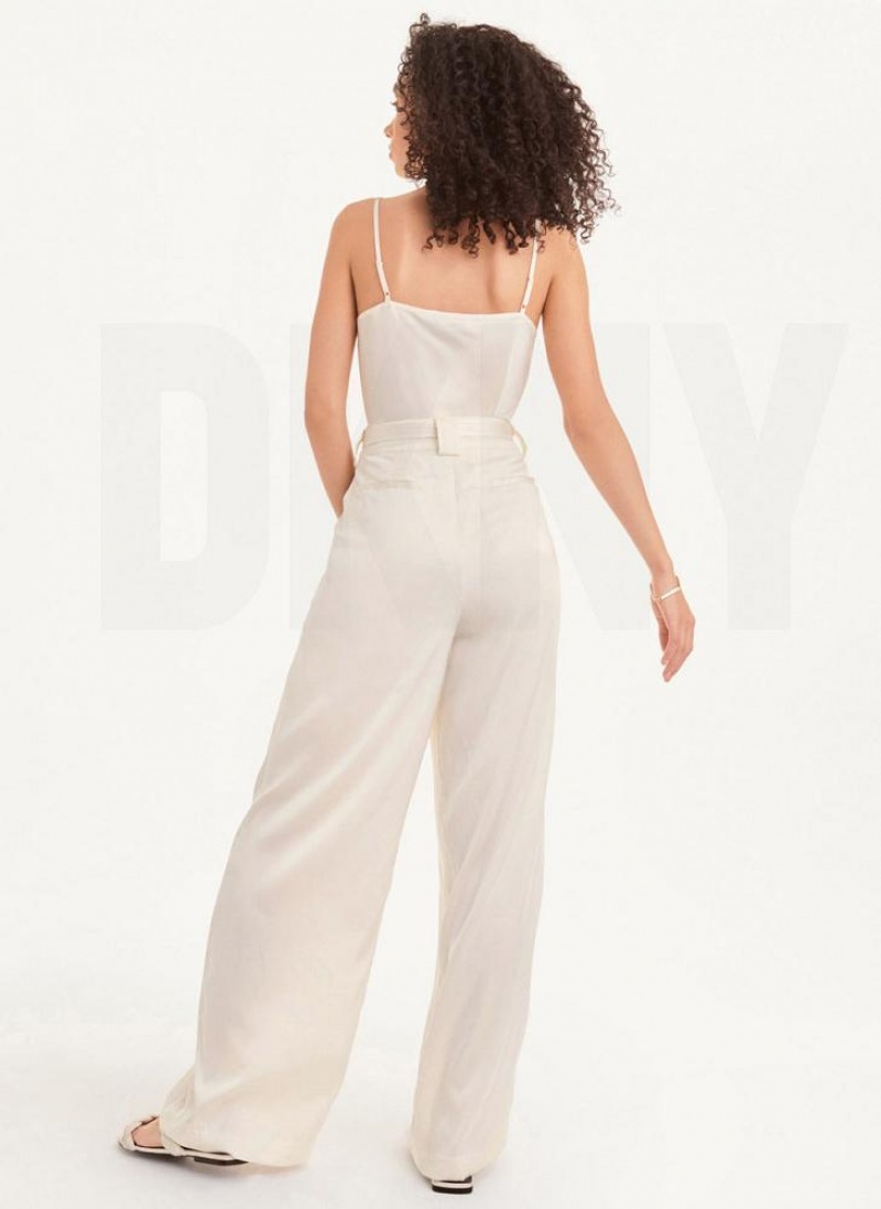 White Women's DKNY Wide Leg Pants | Australia-D0405
