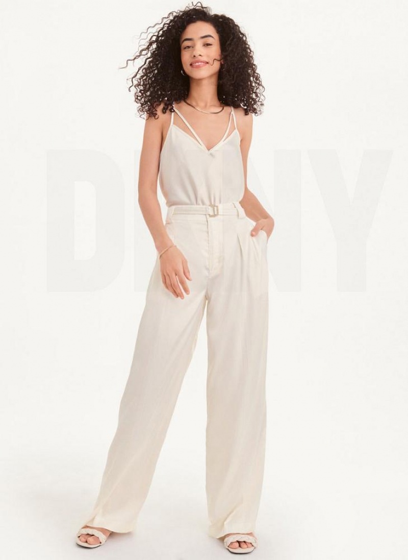 White Women's DKNY Wide Leg Pants | Australia-D0405