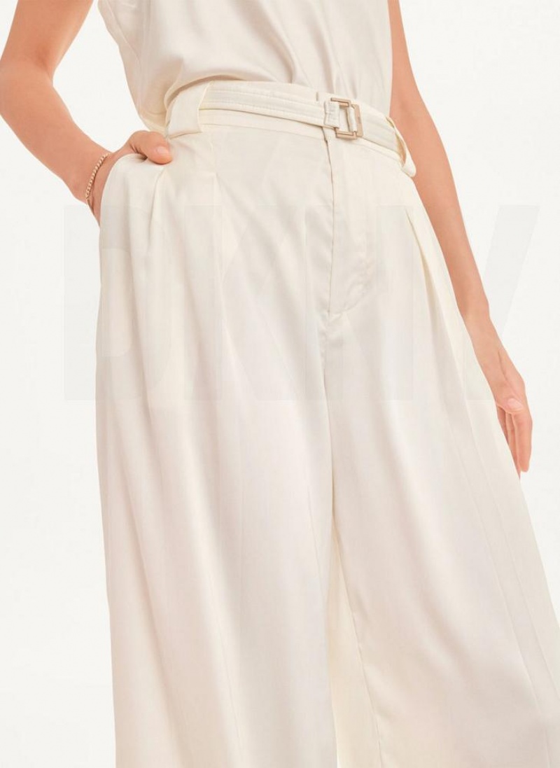White Women's DKNY Wide Leg Pants | Australia-D0405