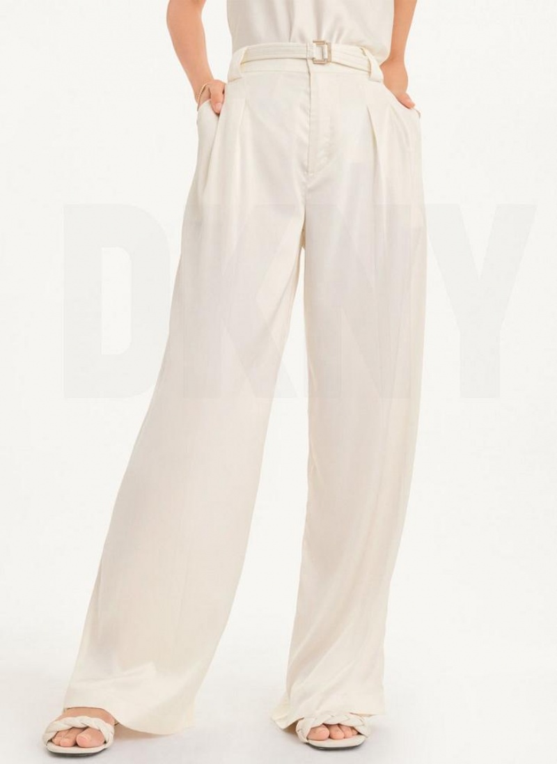 White Women\'s DKNY Wide Leg Pants | Australia-D0405