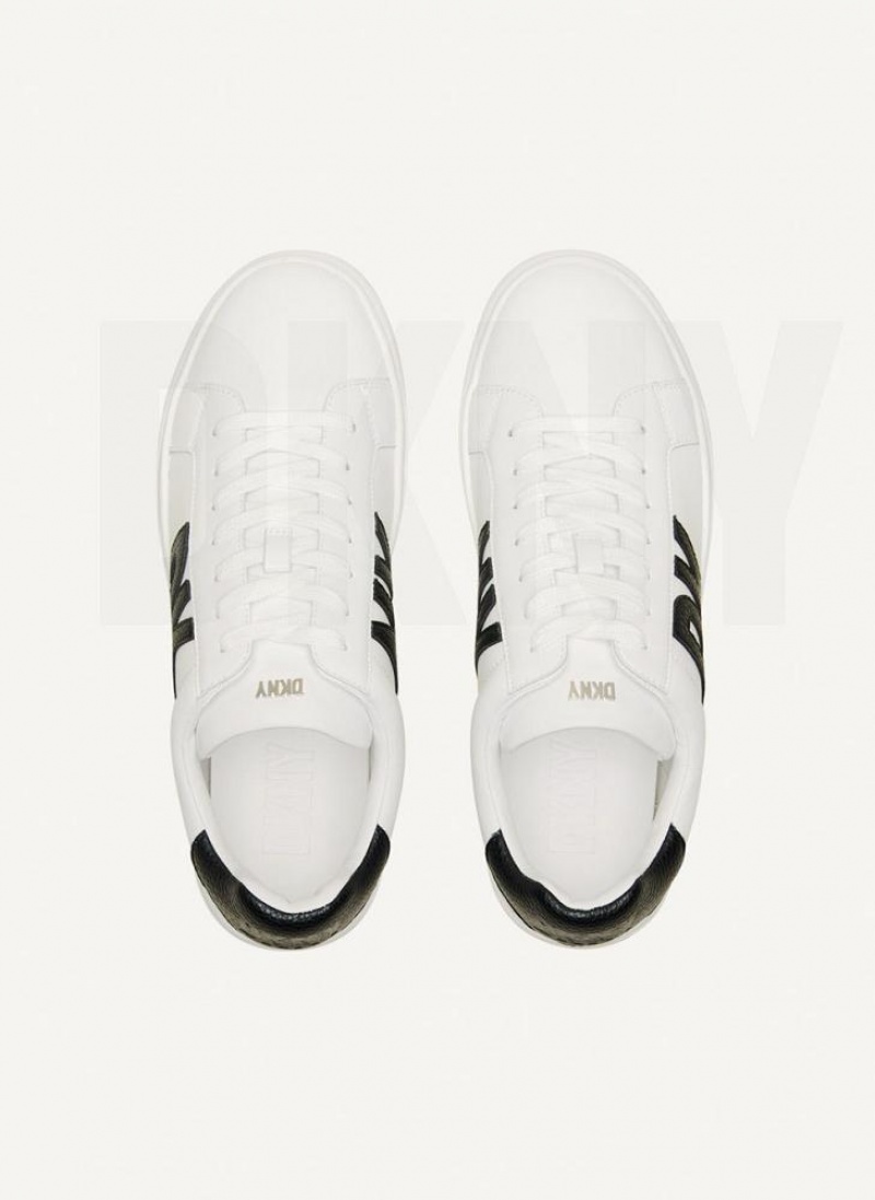 White / Black Women's DKNY Abeni Lace Up Sneakers | Australia-D1531
