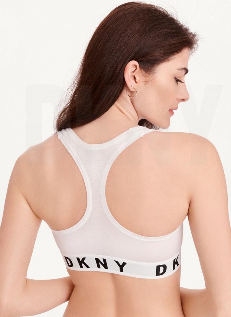 White / Black Women's DKNY Cozy Boyfriend Racerback Bras | Australia-D1827