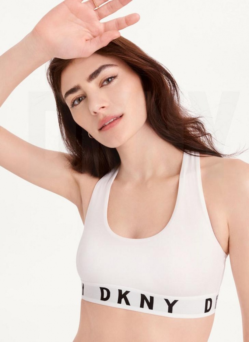 White / Black Women\'s DKNY Cozy Boyfriend Racerback Bras | Australia-D1827