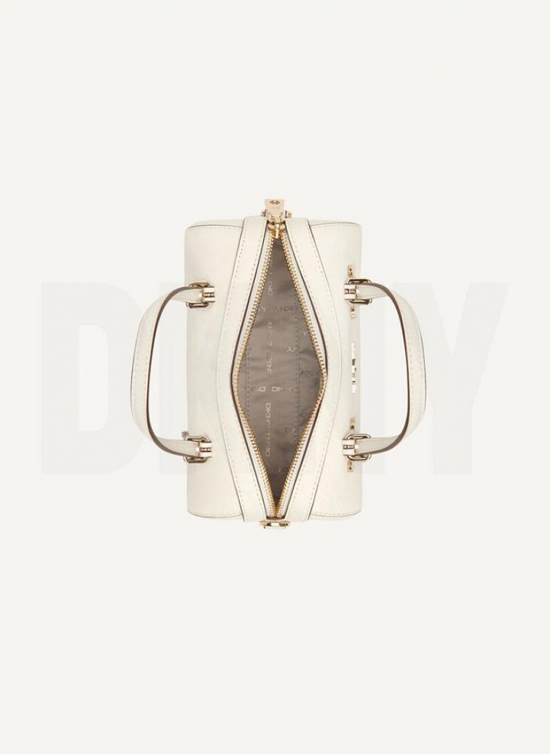 White / Gold Women's DKNY Bo Mini Duffle Crossbody Bags | Australia-D1387