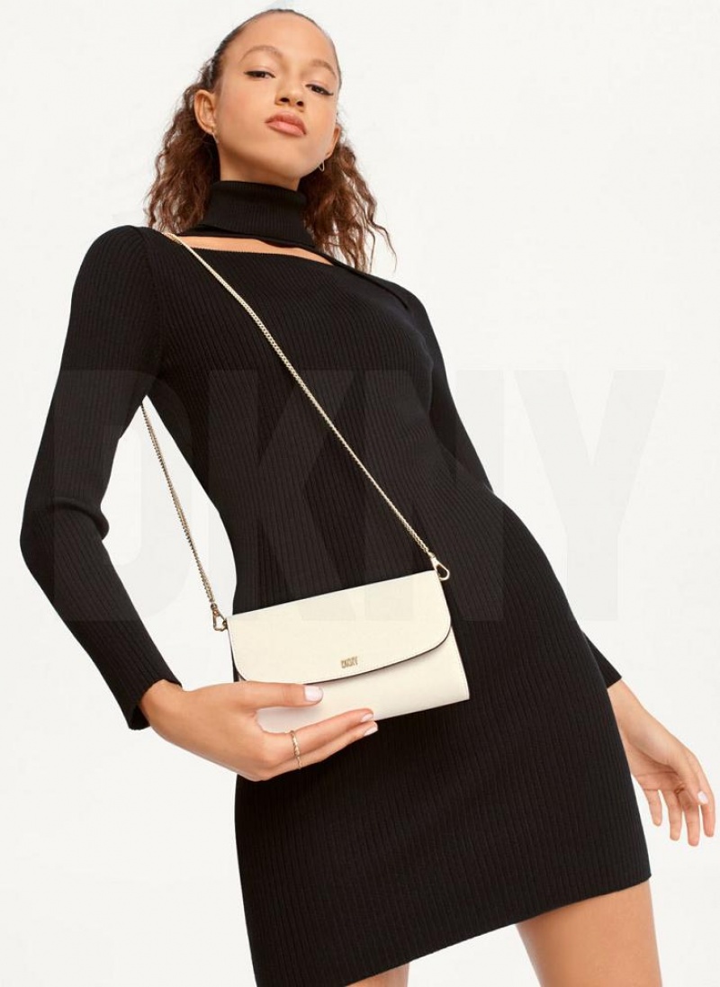 White / Gold Women's DKNY Sidney On A Chain Wallets | Australia-D0104