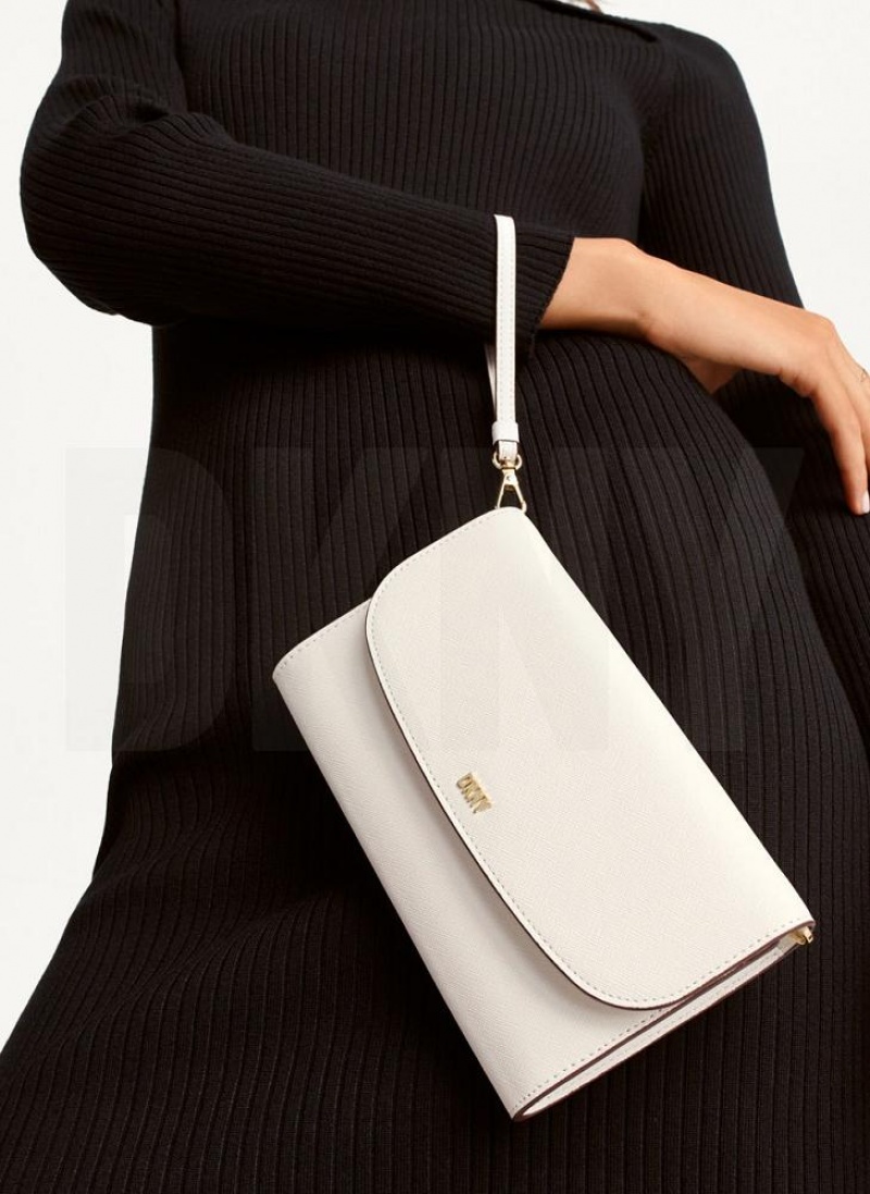 White / Gold Women's DKNY Sidney On A Chain Wallets | Australia-D0104