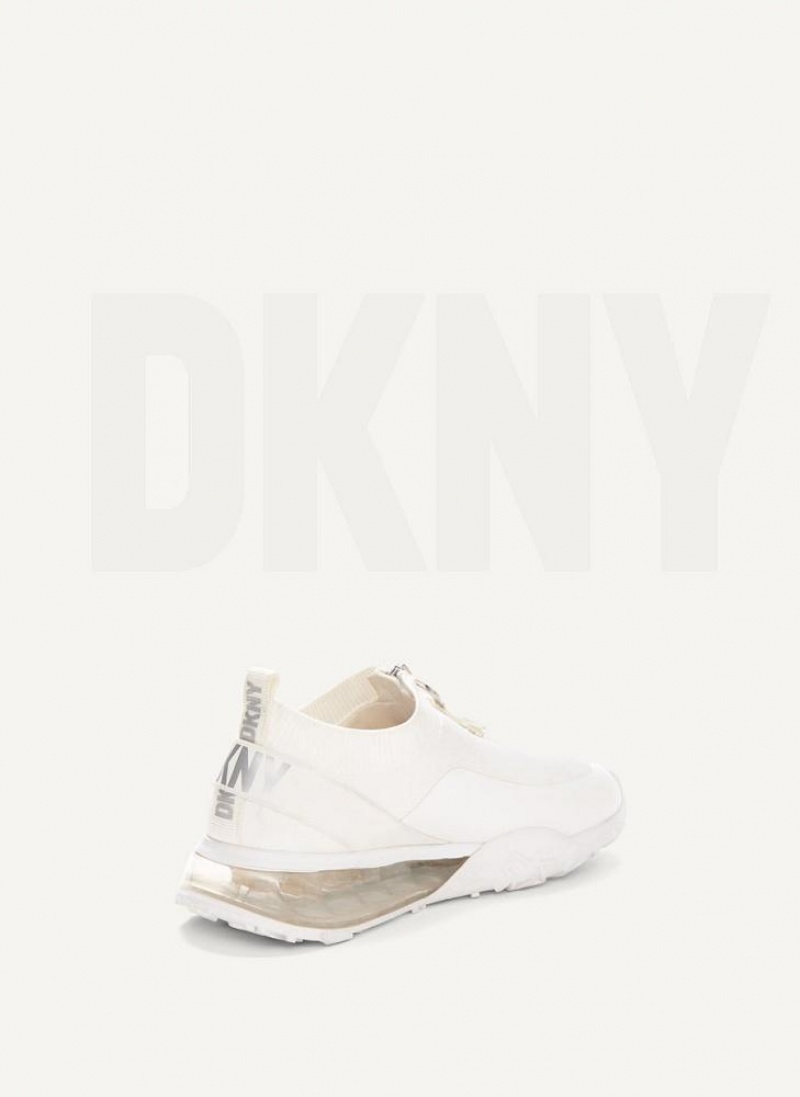 White / Silver Women's DKNY Kadia Sneakers | Australia-D0347