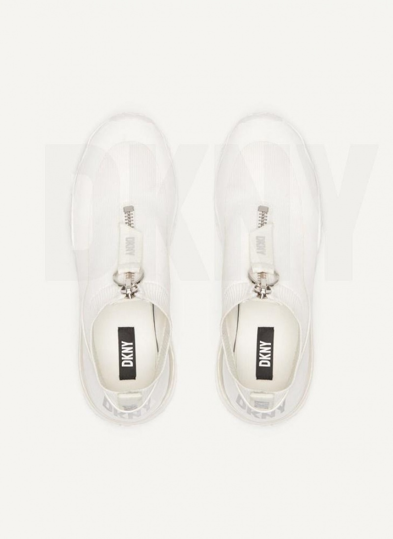 White / Silver Women's DKNY Kadia Sneakers | Australia-D0347