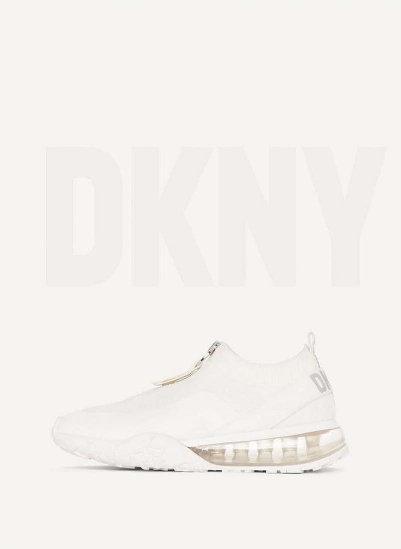 White / Silver Women\'s DKNY Kadia Sneakers | Australia-D0347